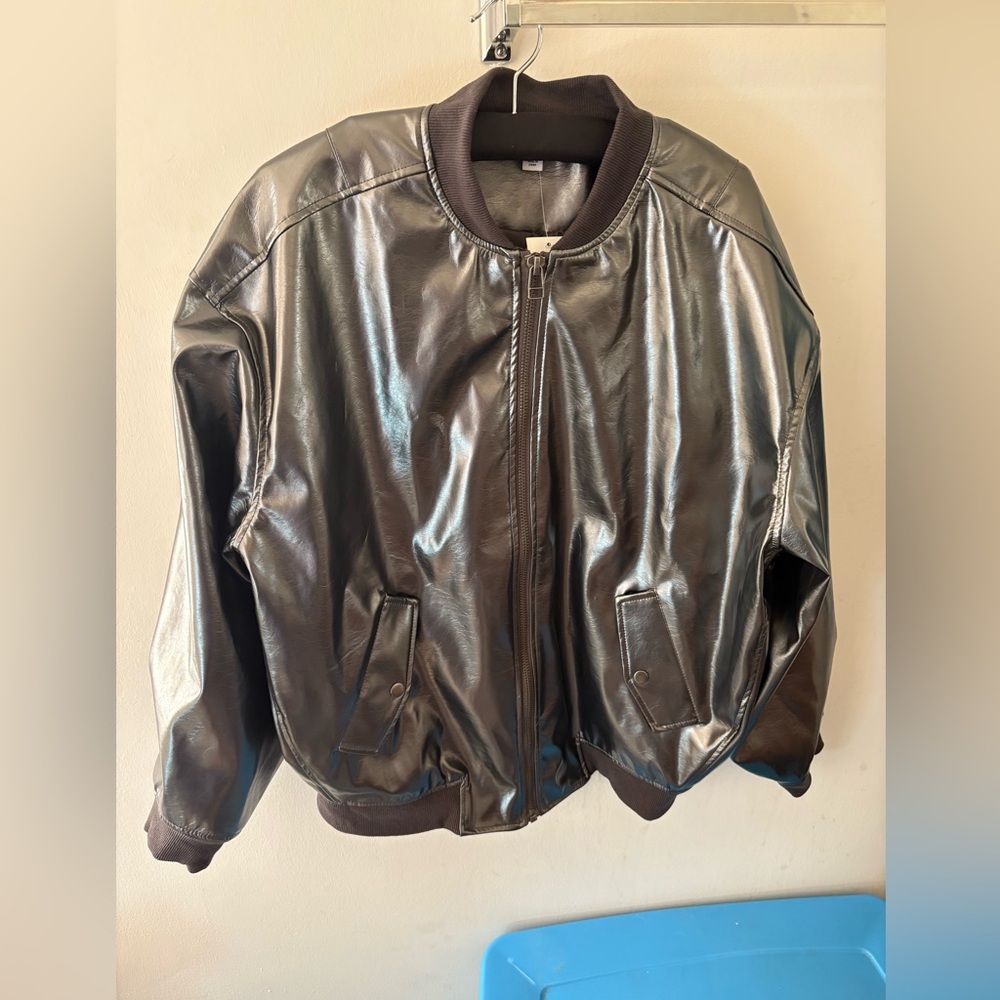 Bar III faux leather bomber jacket